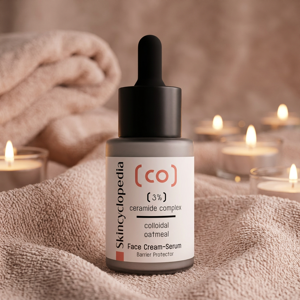 Guida all’acido azelaico: siero alle ceramidi SKINCYCLOPEDIA in un’atmosfera serale rilassante da spa
