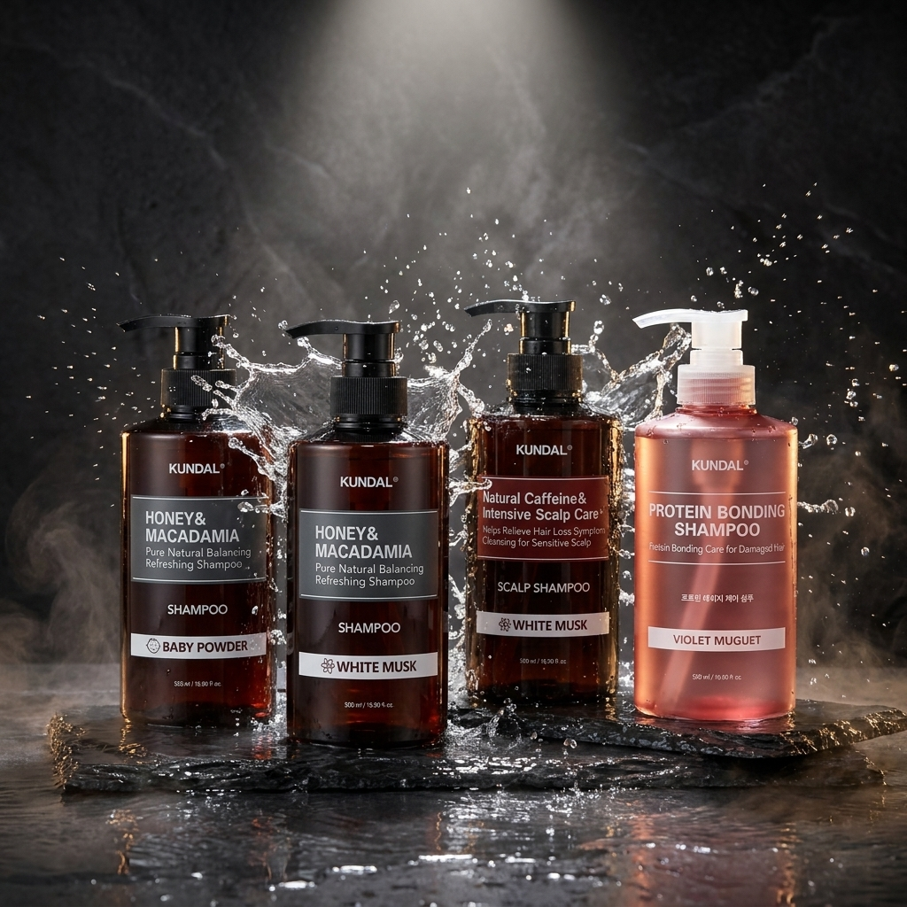Koreanisches Shampoo für jeden Haartyp – KUNDAL Baby Powder, White Musk, Caffeine und Protein Bonding