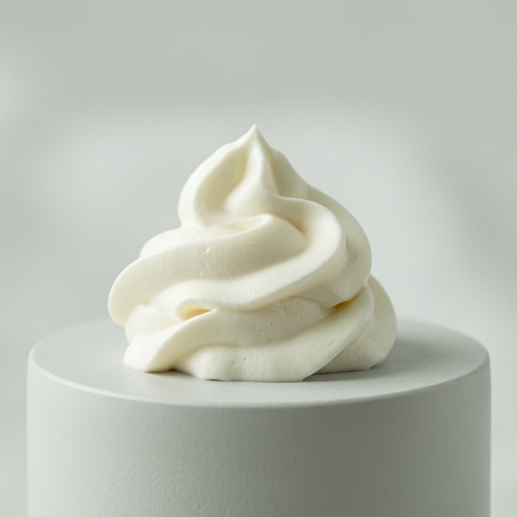 Kollagen: cremig-weisse, seidige Creme-Textur mit sanftem Swirl