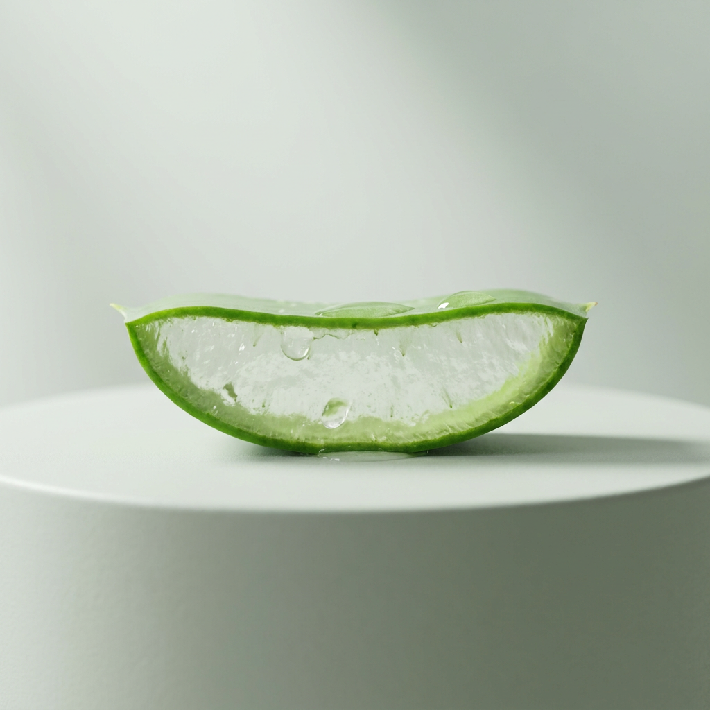 Aloe Vera: frisch geschnittenes Blattstück mit klarem Gel-Kern – Feuchtigkeits-Wirkstoff für die Haut