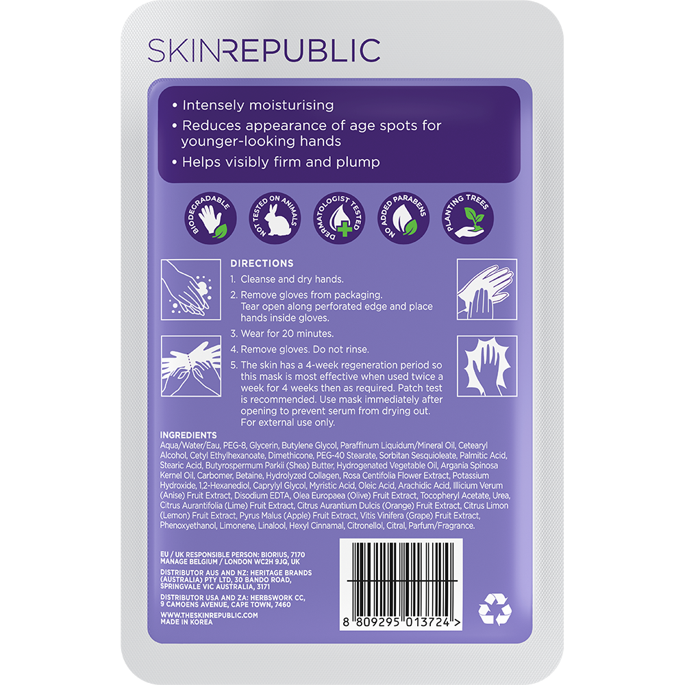 SKIN REPUBLIC Hand Repair Maske – Pflegehandschuhe für trockene Hände