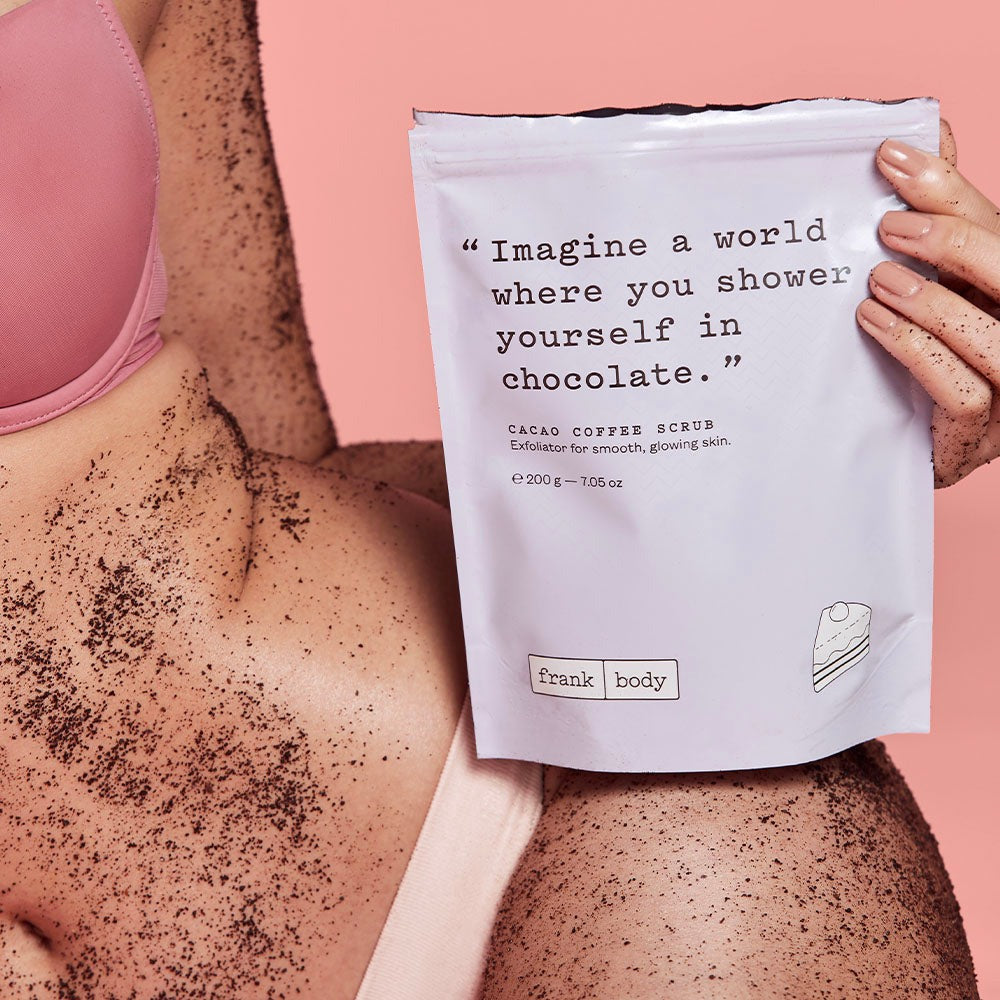 FRANK BODY Cacao Coffee Scrub 200g – Anwendung 1
