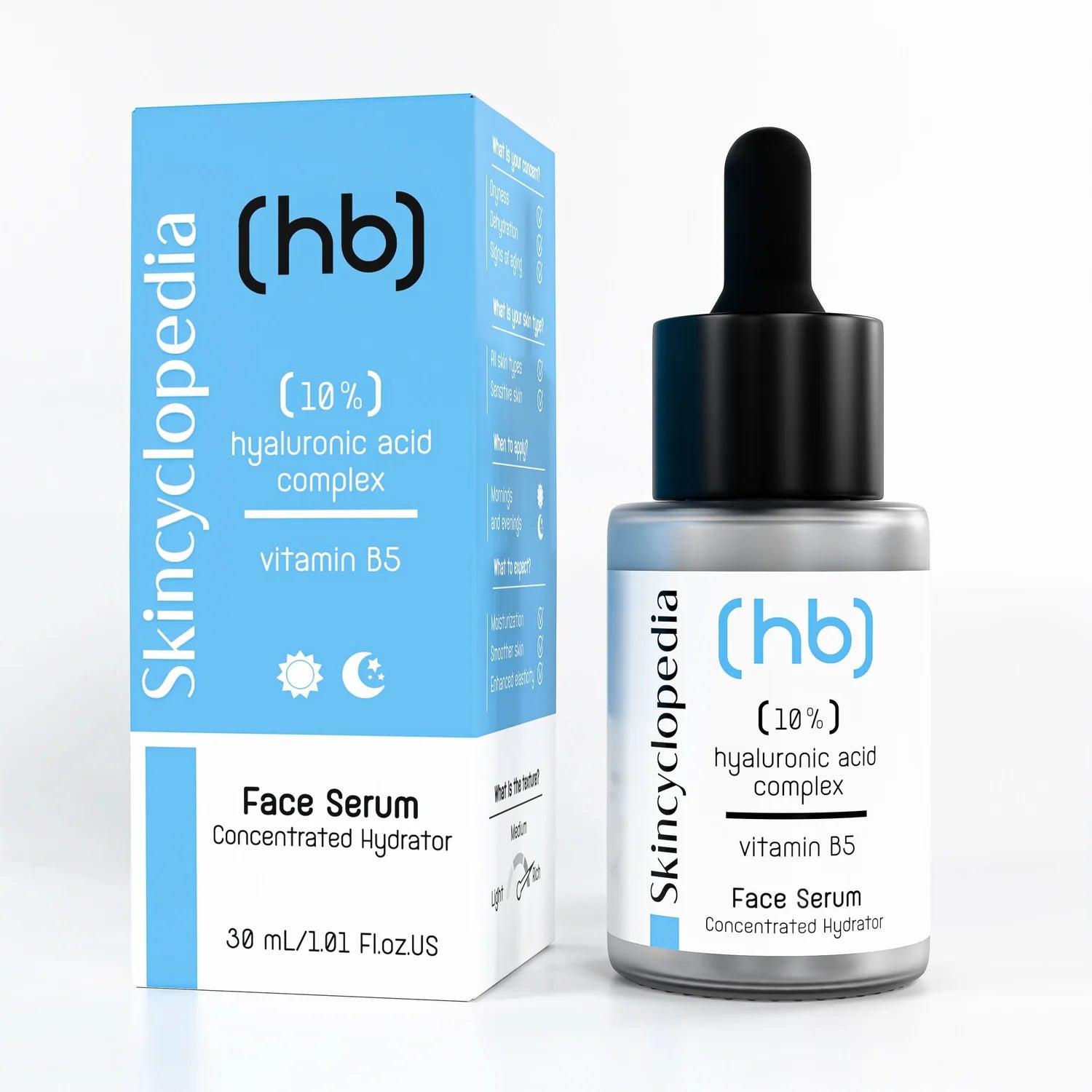 SKINCYCLOPEDIA Sérum à l'acide hyaluronique 10 % 30 ml + B5 – Hydratation intense