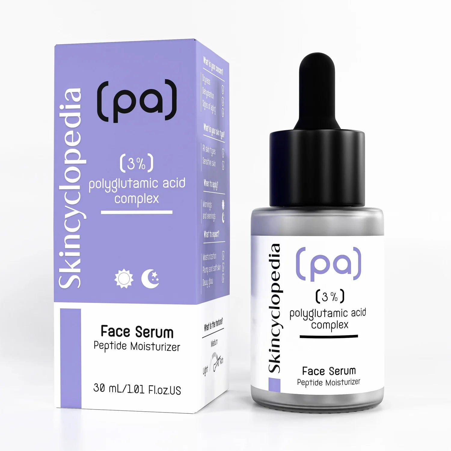 SKINCYCLOPEDIA Sérum à l'acide polyglutamique 3 % 30 ml – Booster d'hydratation