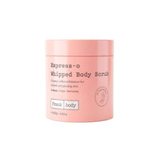 Rosa Tiegel des FRANK BODY Express-o Whipped Body Scrub Körperpeelings vor weißem Hintergrund