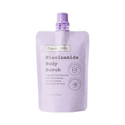 Saco vertical roxo do FRANK BODY Niacinamide Body Scrub (ON-THE-GO) 100 g sobre fundo branco