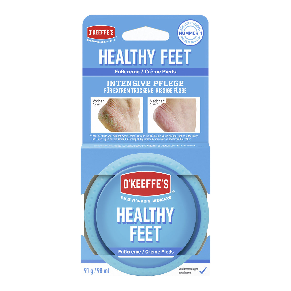 O'KEEFFE'S Healthy Feet Fusscreme Tiegel 91 g in der Verkaufsverpackung