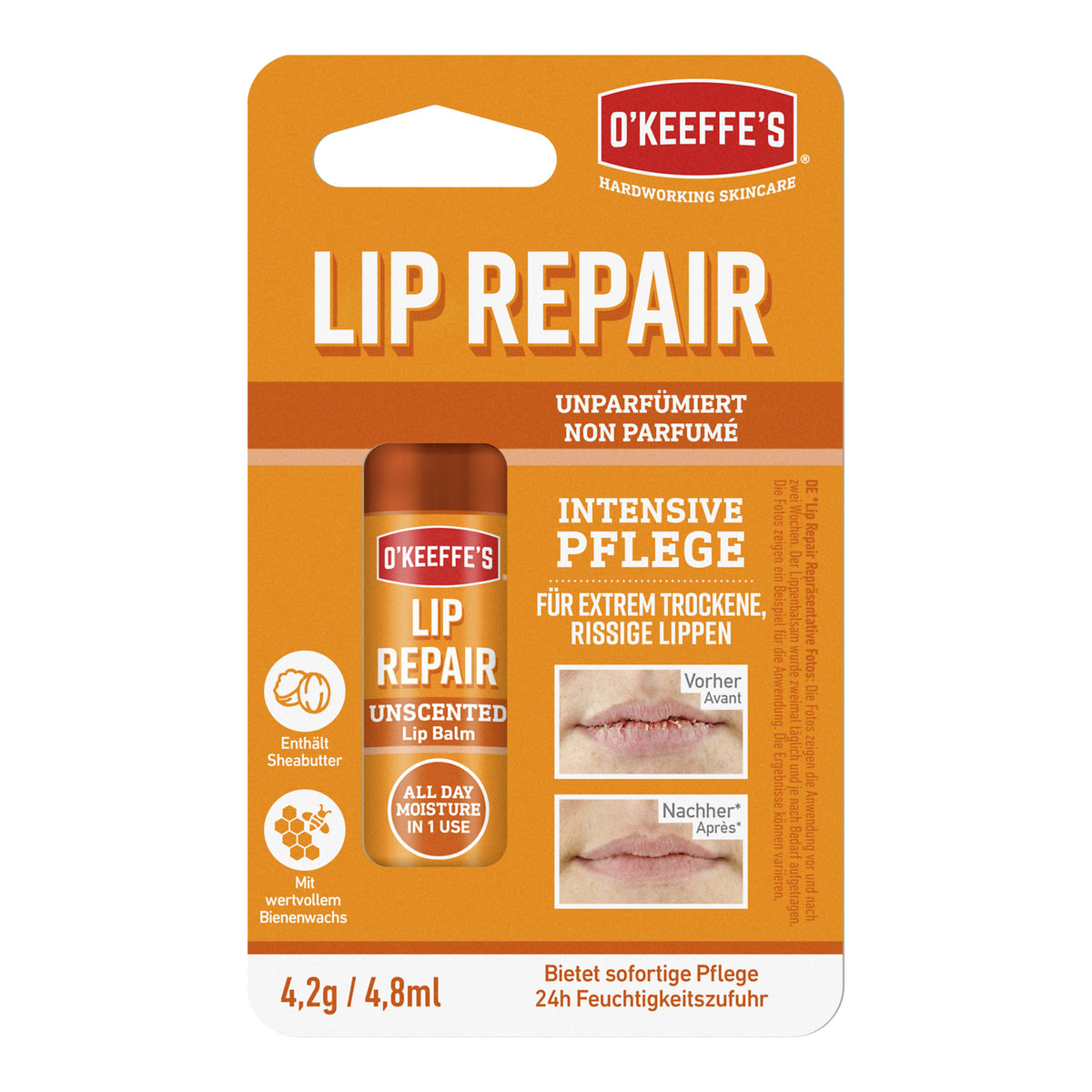 O'KEEFFE'S Lip Repair Lippenpflege unparfümiert 4,2 g in der Verkaufsverpackung
