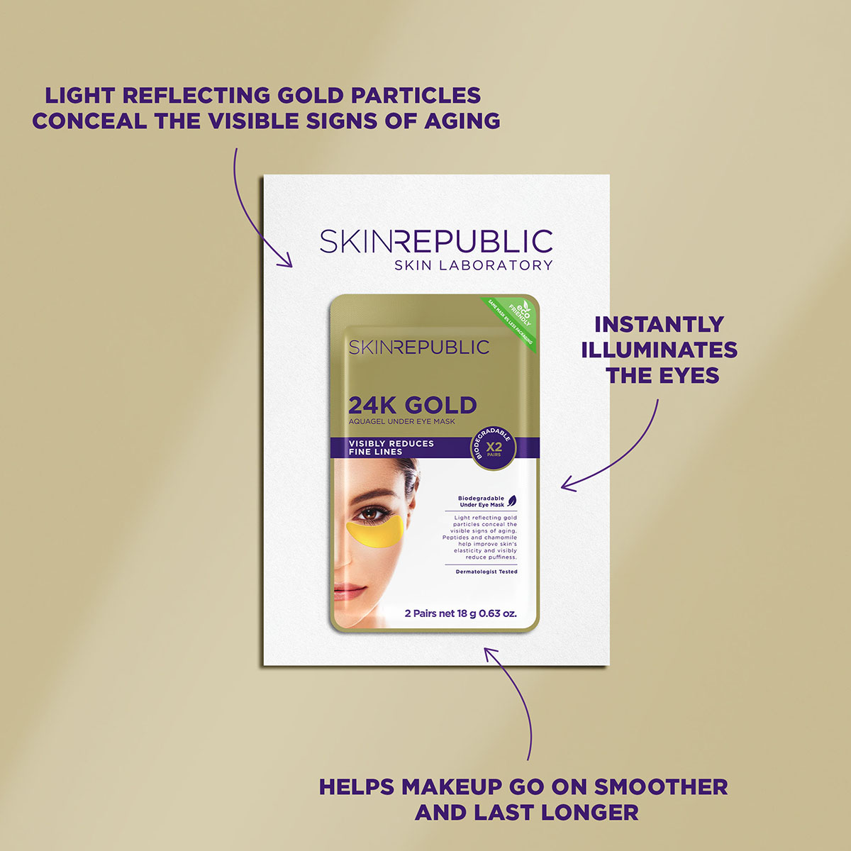 SKIN REPUBLIC 24K Gold Aquagel Under Eye Patches (2 PAIRS)