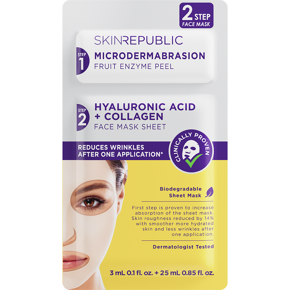 SKIN REPUBLIC 2 Step Hyaluronic Acid + Collagen Face Mask